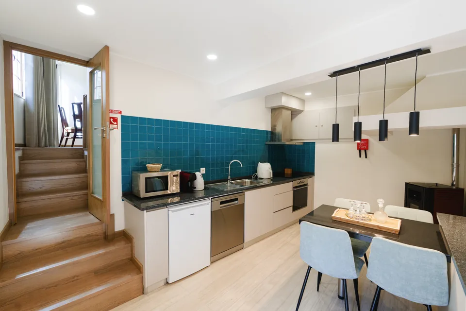 Kitchen, stair and dining counter